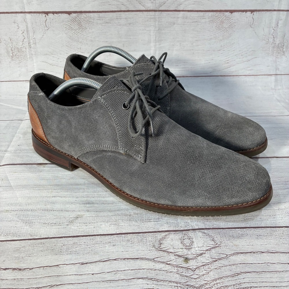 Rockport TruTech Oxford Dress Shoes Mens Sz.11.5 Suede Grey Tan CG9738